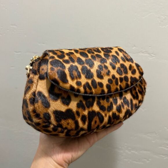 Leopard Print Handmade Real Hair-on Horsehide Fold Over Flap Bag/Crossbody - Picture 5 of 16